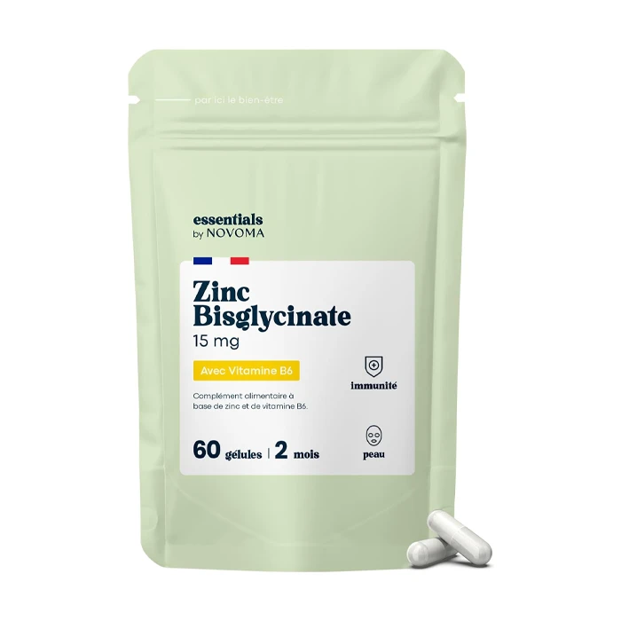 Zinc Bisglycinate + B6, Renforce Immunité, 60 Gélules Novoma